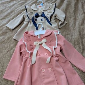 Pink and Beige Double-Breasted Toddler Coats